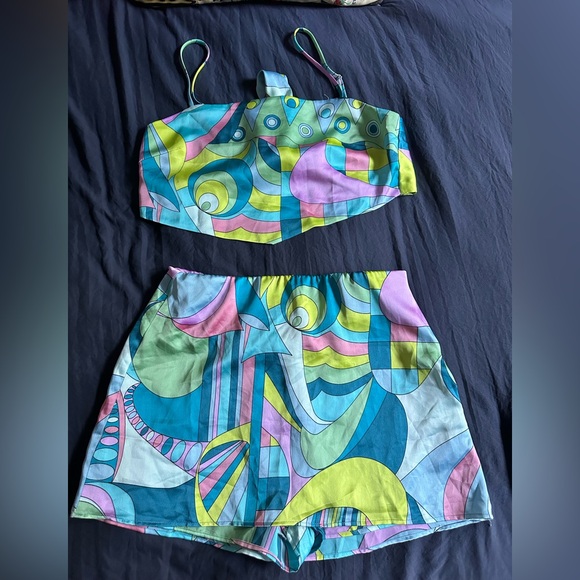 Show Me Your MuMu Multicolor Patterned Skort Set M top L Bottom Pucci Style - Picture 2 of 7